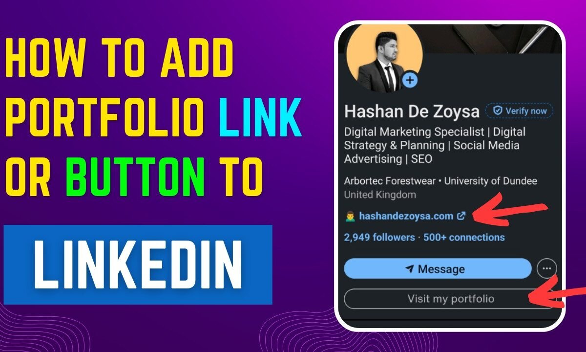 how to add portfolio link in linkedin